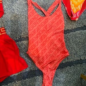 Fendi Coral Monogram Swimsuit